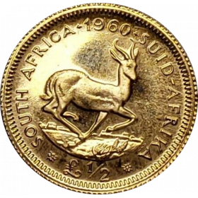 Ten Shillings, South Africa, 1960, Gold Reverse