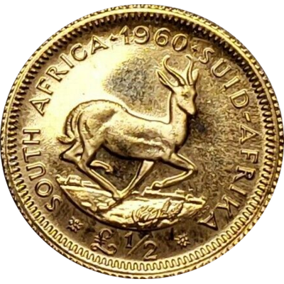 Ten Shillings, South Africa, 1960, Gold Reverse