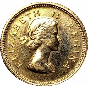 Ten Shillings, South Africa, 1957, Gold obverse