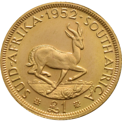 Pound, South Africa, 1952, Gold Reverse