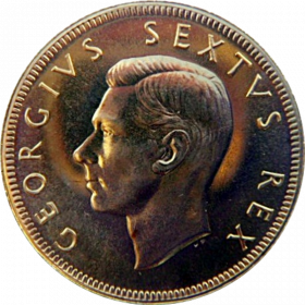 Ten Shillings, South Africa, 1952, Gold Obverse