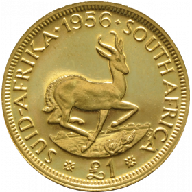 Pound, South Africa, 1956, Gold Reverse