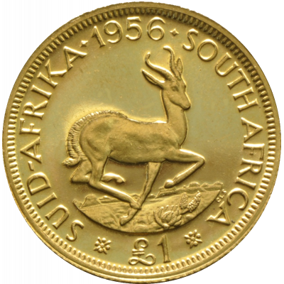 Pound, South Africa, 1956, Gold Reverse