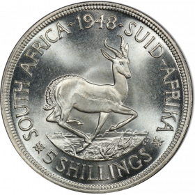 Five Shillings, South Africa, 1948, Silver Reverse