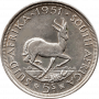 Five Shillings, South Africa, 1951, Silver Reverse