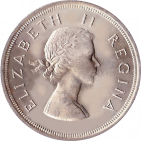 Five Shillings, South Africa, 1956, Silver Obverse