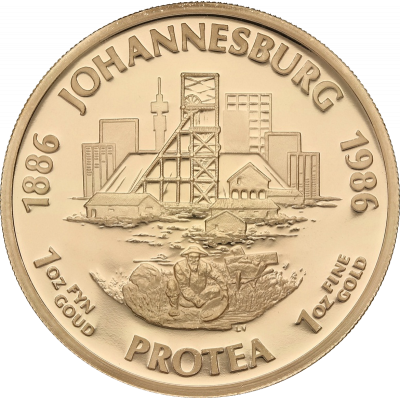 1986 Protea Series, 1/10 OZ GOLD  - Johannesburg reverse