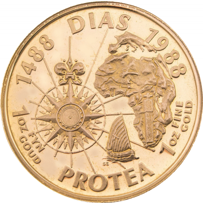 1988 Protea Series, 1/10 OZ GOLD - Bartolomeu Dias Reverse