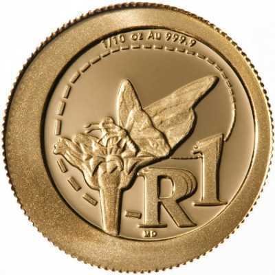 R1, South Africa, 2012, Gold - African Monarch Butterfly Reverse