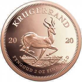 2oz Krugerrand, South Africa, 2020, Gold Reverse