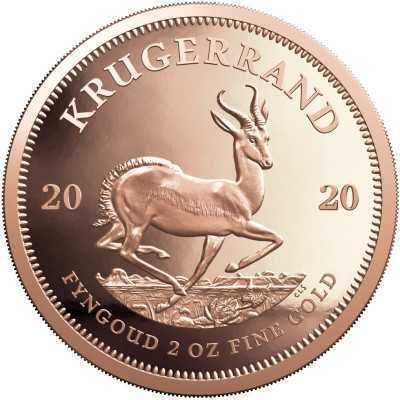2oz Krugerrand, South Africa, 2020, Gold Reverse