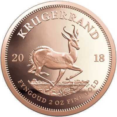 2oz Krugerrand, South Africa, 2018, Gold reverse