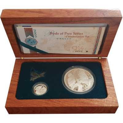2003, South Africa, Sterling Silver, Birds of Prey - Eagles box open