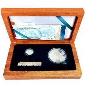 2013, South Africa, Silver, Trains of S.A. - Combination Set box open
