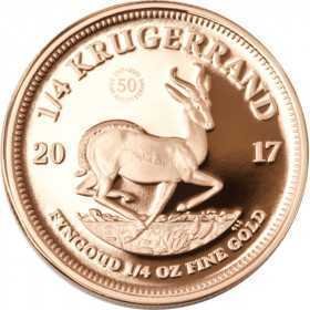1/4 oz Krugerrand, South Africa, 2017, Fine Gold reverse
