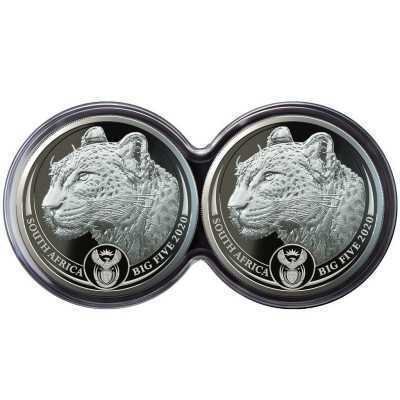 1oz, South Africa, 2020, Silver, Big Five I - Leopard, Double Capsule Obverse