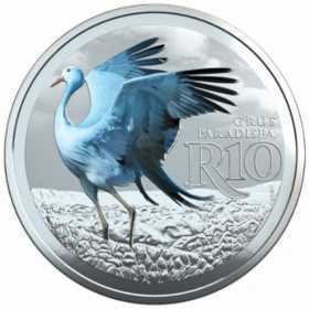 R10, 2017, Sterling Silver, Blue Crane Coin - reverse