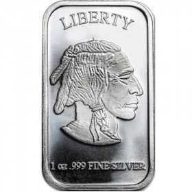 1oz, USA, Silver - Buffalo Bar - Reverse