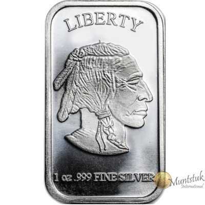 1oz, USA, Silver - Buffalo Bar - Reverse