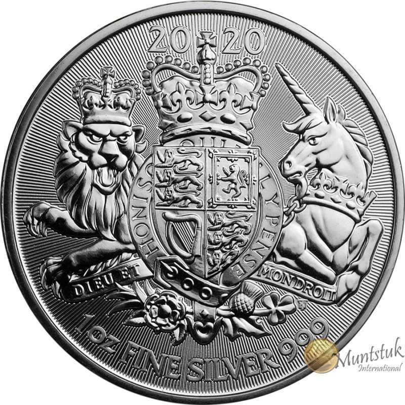 2 Pounds, UK, 2020, Silver - Coat of Arms obverse