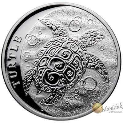 2 Dollars, New Zealand, 2021, Silver - Hawksbill Turtle obverse