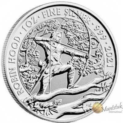 1oz, UK, 2021, Silver - Robin Hood obverse