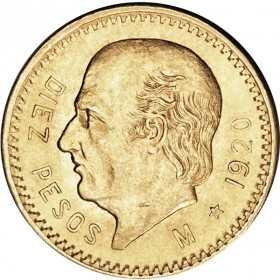 10 Pesos, Mexico, 1920, Gold Reverse