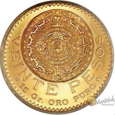 20 Pesos, Mexico, 1959, Gold reverse