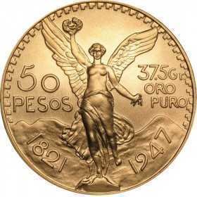 50 Pesos, Mexico, 1947, Gold reverse