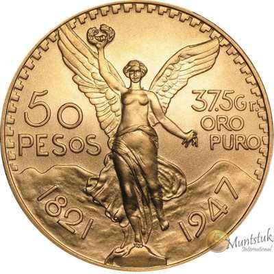 50 Pesos, Mexico, 1947, Gold reverse