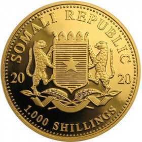 1oz, Somalia, 2020, Gold - Elephant obverse