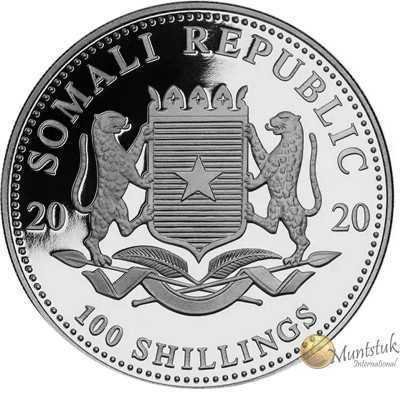 1oz, Somalia, 2020, Silver - Elephant obverse