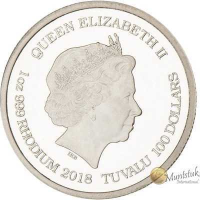 1oz, Tuvalu, 2018, Rhodium - South Sea Dragon obverse