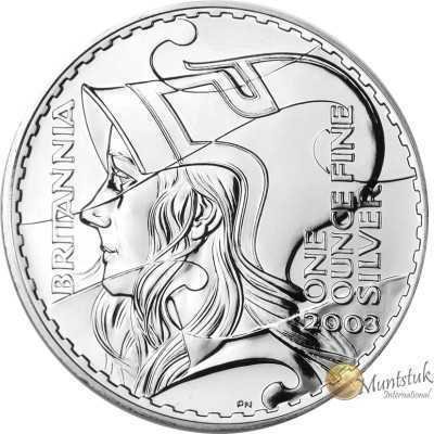 1oz, UK, 2003, Silver - Britannia Reverse