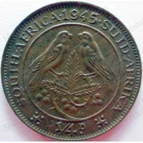 Quarter Penny, South Africa, 1945, Brass