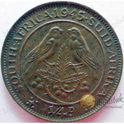 Quarter Penny, South Africa, 1945, Brass