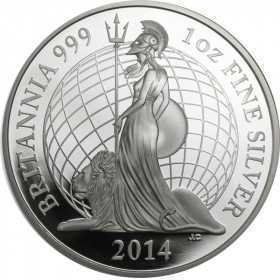 1oz, UK, 2014, Silver, Britannia - Proof reverse
