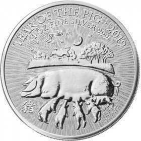 1oz, UK, 2019, Silver, Lunar Collection - Year of the Pig Reverse