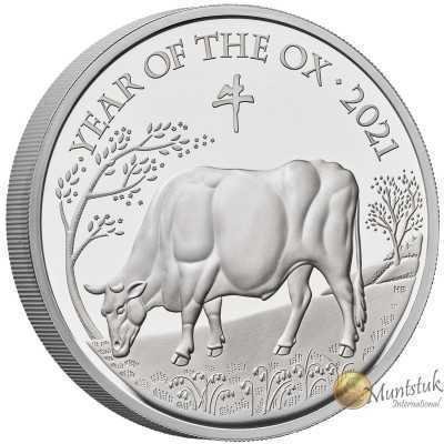 1oz, UK, 2021, Silver, Lunar Collection - Year of the Ox reverse