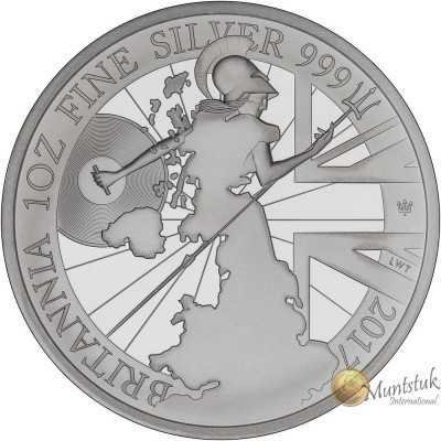 1oz, UK, 2017, Silver, Britannia - Proof reverse