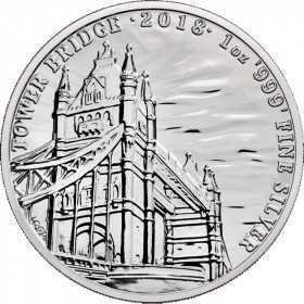 1oz, UK, 2018, Silver, Tower Bridge reverse