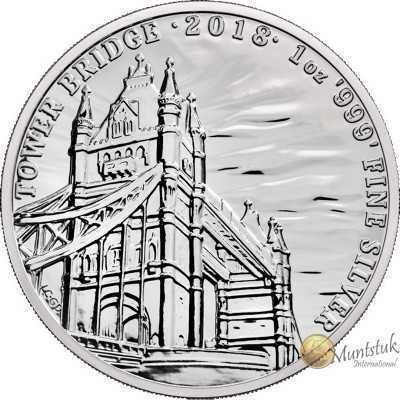 1oz, UK, 2018, Silver, Tower Bridge reverse
