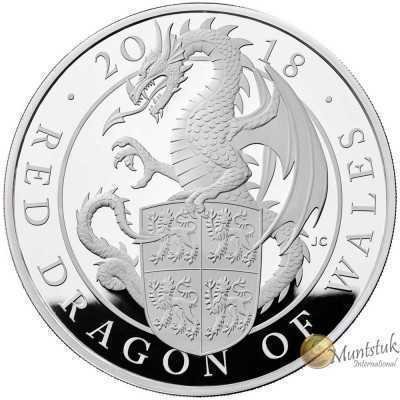 1oz, UK, 2018, Silver, Red Dragon of Wales reverse