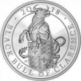 1oz, UK, 2018, Silver, Black Bull of Clarence reverse