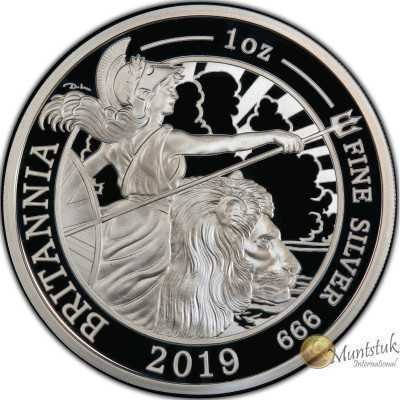 1oz, UK, 2019, Silver, Britannia - Proof reverse