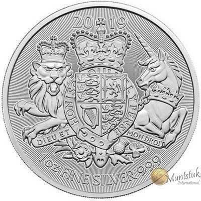 1oz, UK, 2019, Silver, Royal Arms reverse