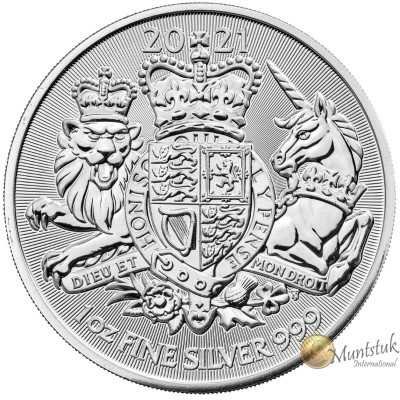 1oz, UK, 2021, Silver, Royal Arms reverse