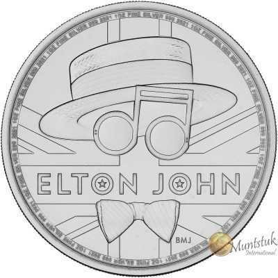 1oz, UK, 2021, Silver, Music Legends - Elton John reverse