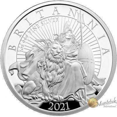 1oz, UK, 2021, Silver, Britannia - Proof reveres
