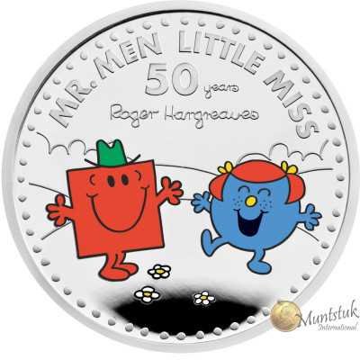 1oz, UK, 2021, Silver, Mr. Men - Mr. Strong and Little Miss Giggles reverse